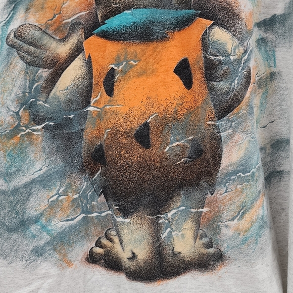 Vintage 90s Fred Flintstone Flintstones T-Shirt AOP All Over Print XL - Picture 10 of 11